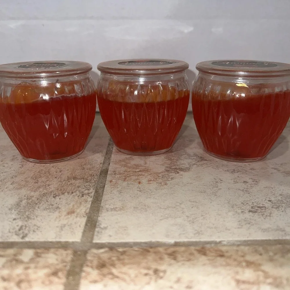Vintage McAuley's Cinnamon Oval Aroma Gel Candle Cut Glass Set Of‎ 3 NOS Sealed